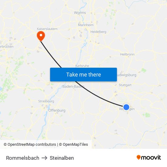 Rommelsbach to Steinalben map