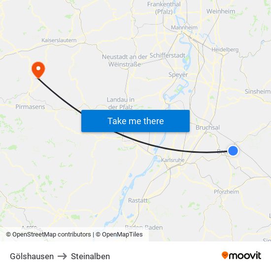 Gölshausen to Steinalben map