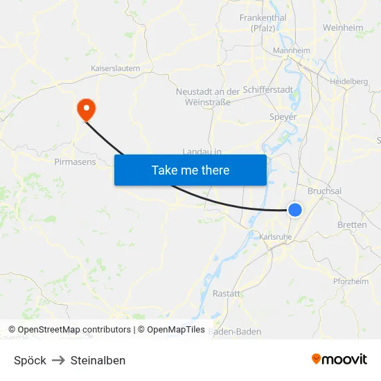 Spöck to Steinalben map