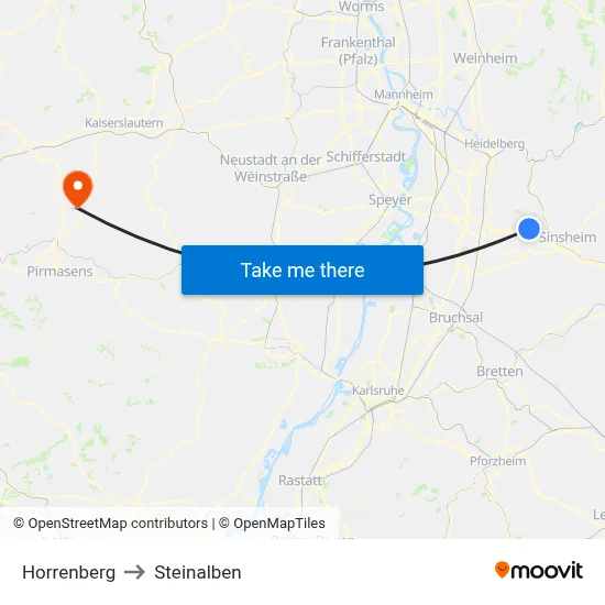 Horrenberg to Steinalben map