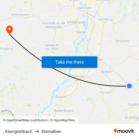 Kleinglattbach to Steinalben map