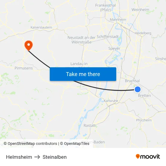 Helmsheim to Steinalben map