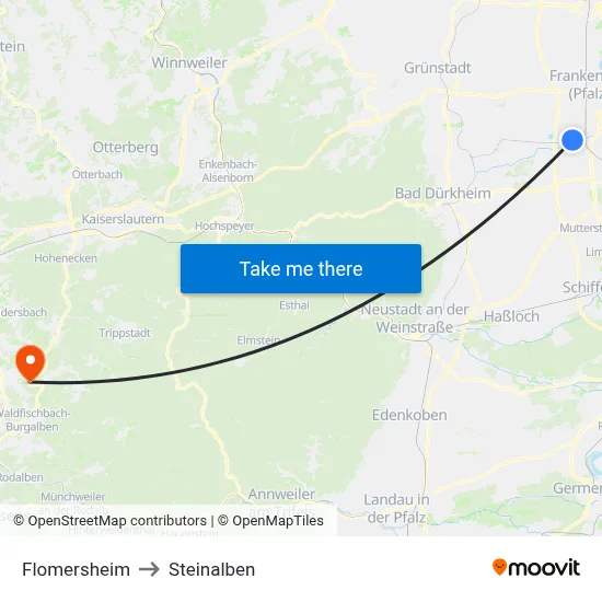 Flomersheim to Steinalben map