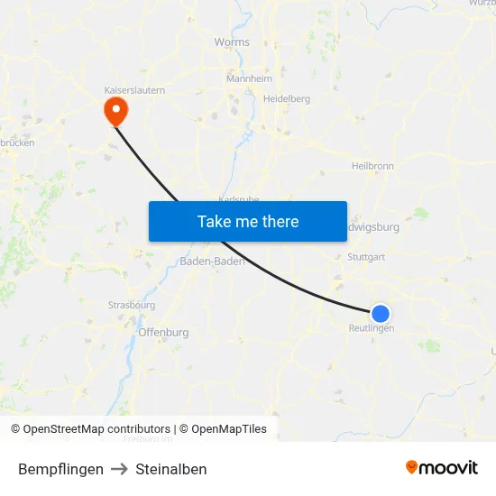 Bempflingen to Steinalben map