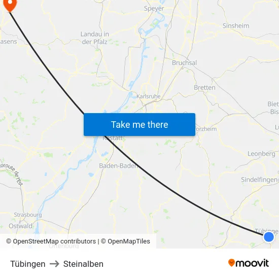 Tübingen to Steinalben map