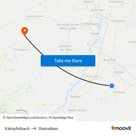 Kämpfelbach to Steinalben map