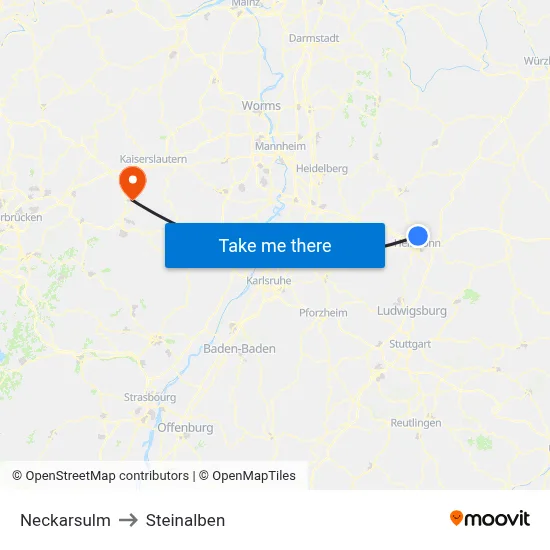 Neckarsulm to Steinalben map