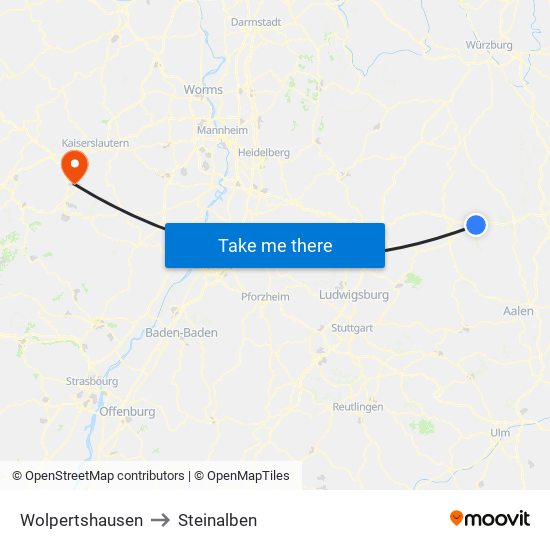 Wolpertshausen to Steinalben map
