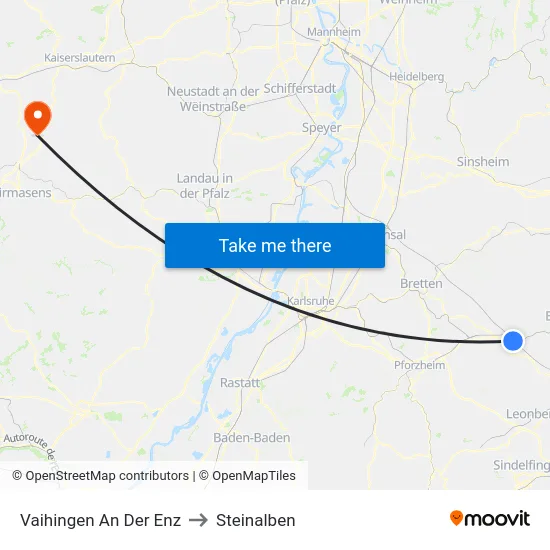 Vaihingen An Der Enz to Steinalben map