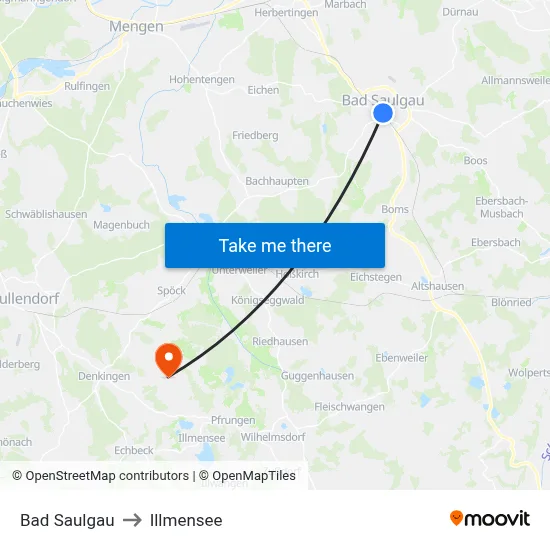 Bad Saulgau to Illmensee map