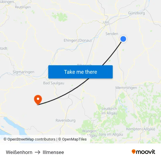 Weißenhorn to Illmensee map