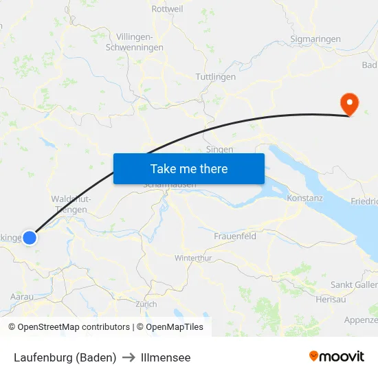 Laufenburg (Baden) to Illmensee map