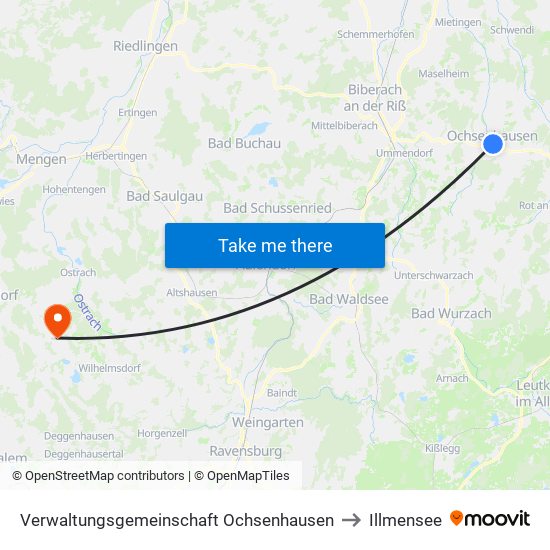 Verwaltungsgemeinschaft Ochsenhausen to Illmensee map