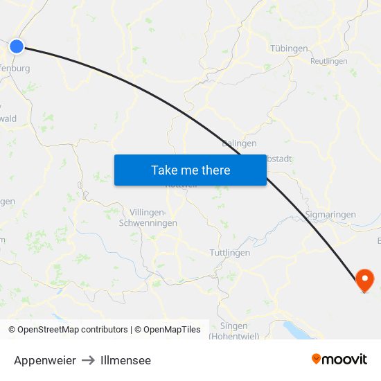 Appenweier to Illmensee map