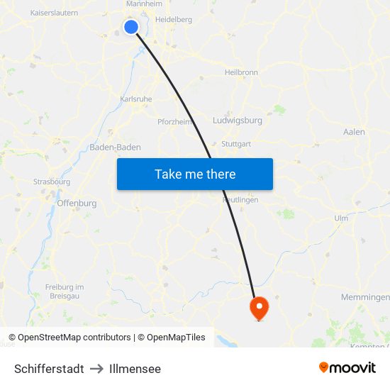 Schifferstadt to Illmensee map