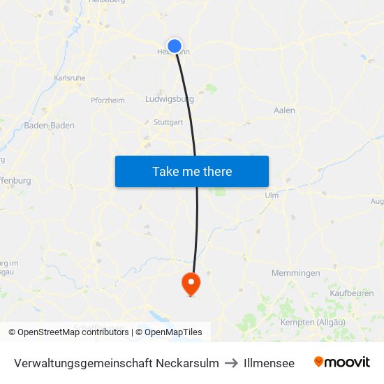 Verwaltungsgemeinschaft Neckarsulm to Illmensee map