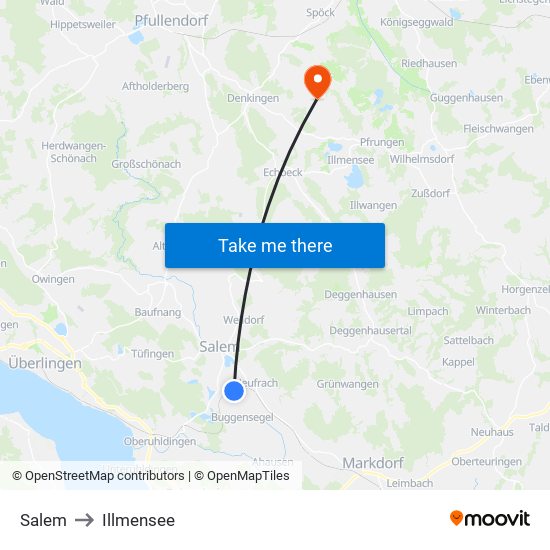 Salem to Illmensee map