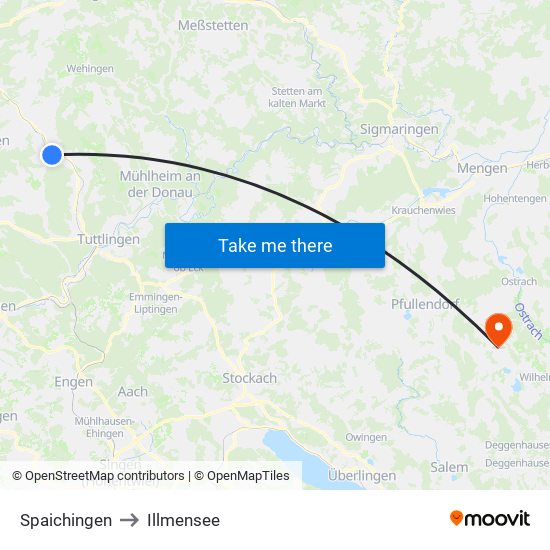 Spaichingen to Illmensee map
