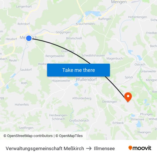 Verwaltungsgemeinschaft Meßkirch to Illmensee map