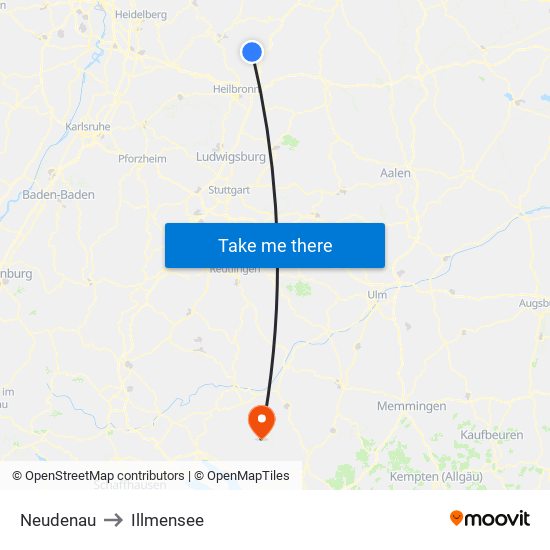Neudenau to Illmensee map