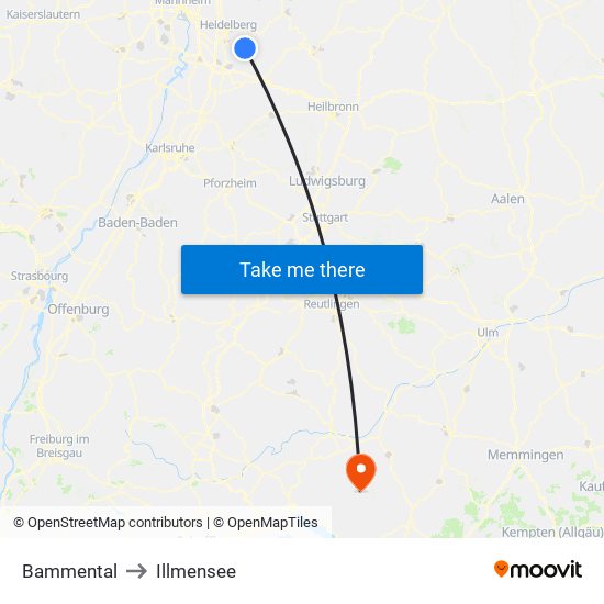 Bammental to Illmensee map