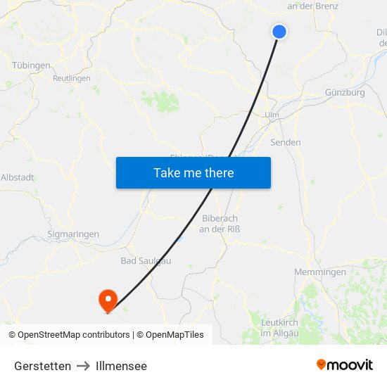 Gerstetten to Illmensee map