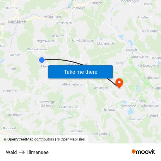 Wald to Illmensee map