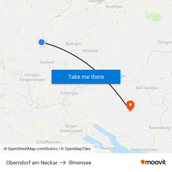 Oberndorf am Neckar to Illmensee map