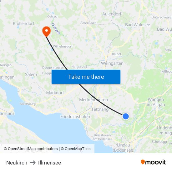Neukirch to Illmensee map