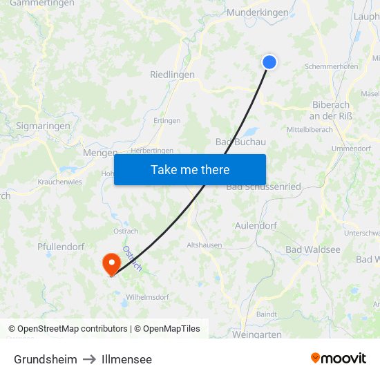 Grundsheim to Illmensee map