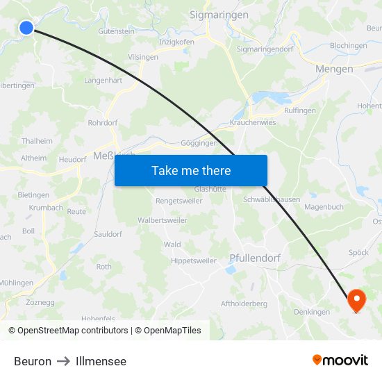 Beuron to Illmensee map