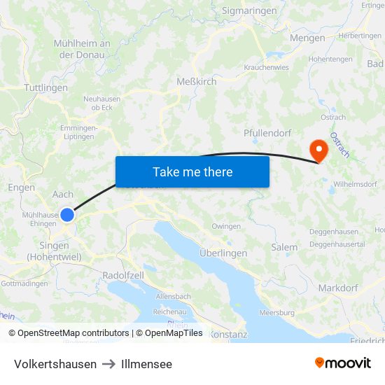 Volkertshausen to Illmensee map