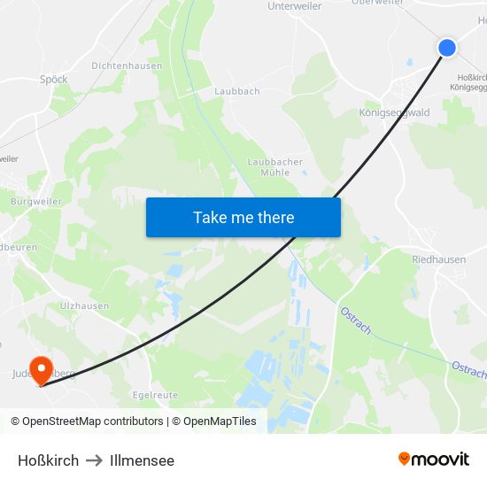 Hoßkirch to Illmensee map