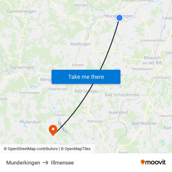 Munderkingen to Illmensee map