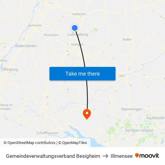 Gemeindeverwaltungsverband Besigheim to Illmensee map