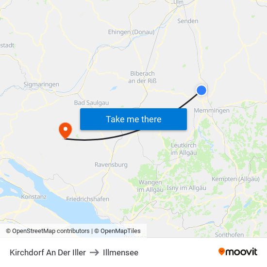 Kirchdorf An Der Iller to Illmensee map