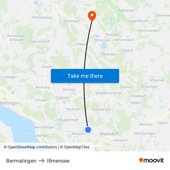 Bermatingen to Illmensee map