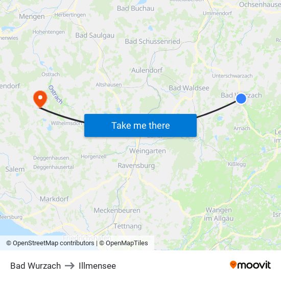 Bad Wurzach to Illmensee map