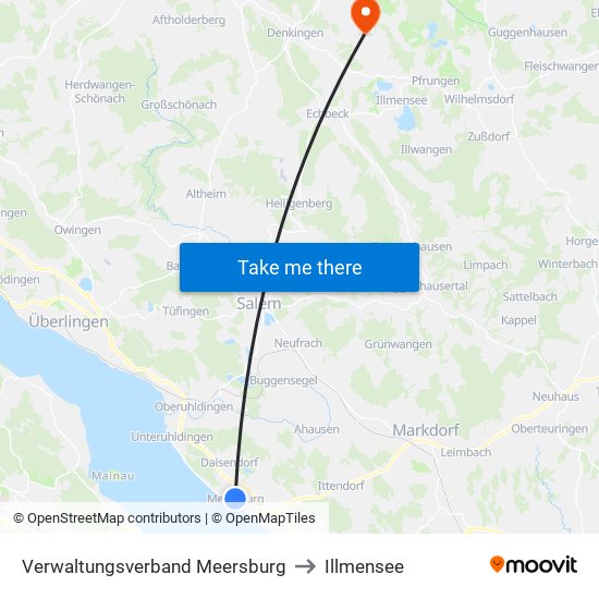 Verwaltungsverband Meersburg to Illmensee map