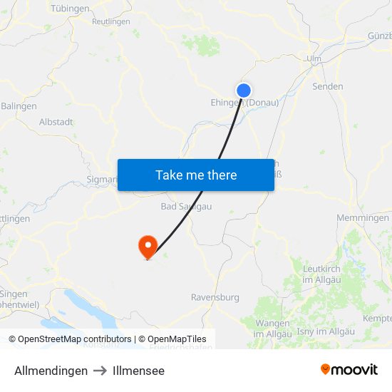Allmendingen to Illmensee map