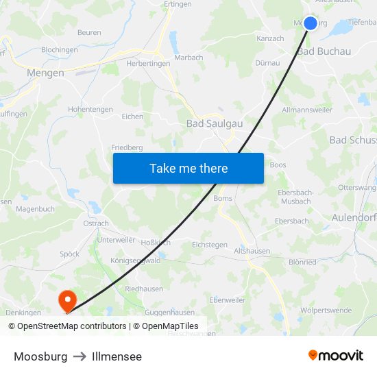 Moosburg to Illmensee map