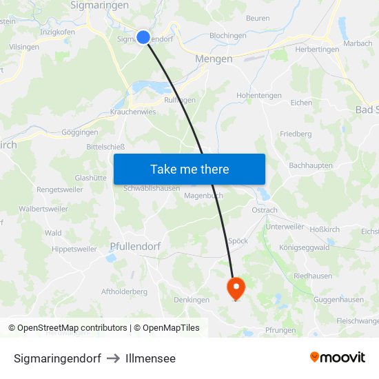 Sigmaringendorf to Illmensee map