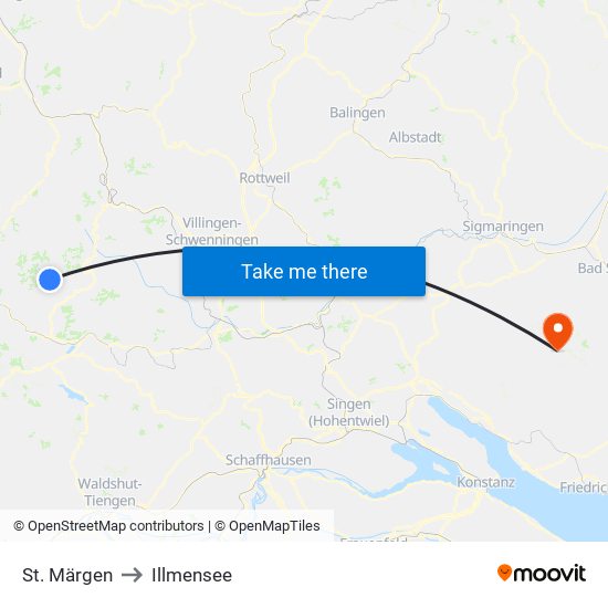 St. Märgen to Illmensee map