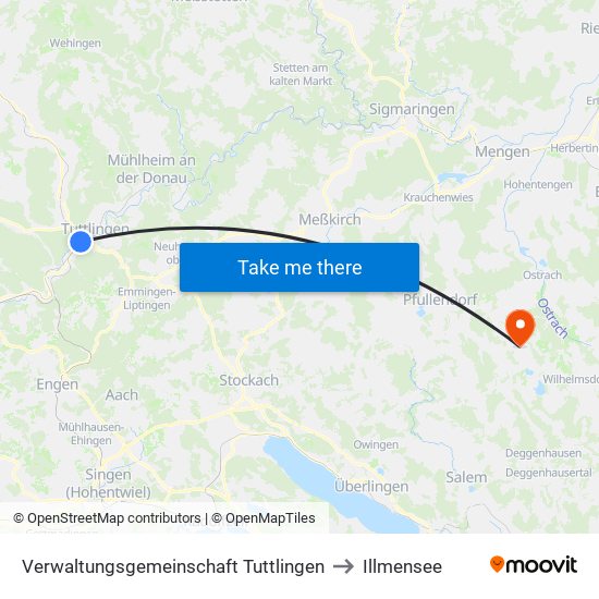 Verwaltungsgemeinschaft Tuttlingen to Illmensee map