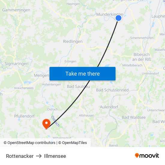 Rottenacker to Illmensee map