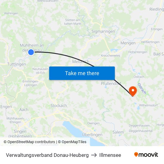 Verwaltungsverband Donau-Heuberg to Illmensee map