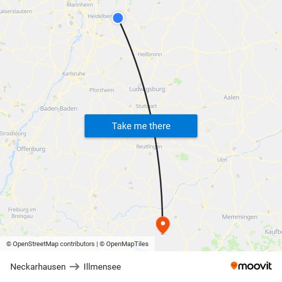 Neckarhausen to Illmensee map