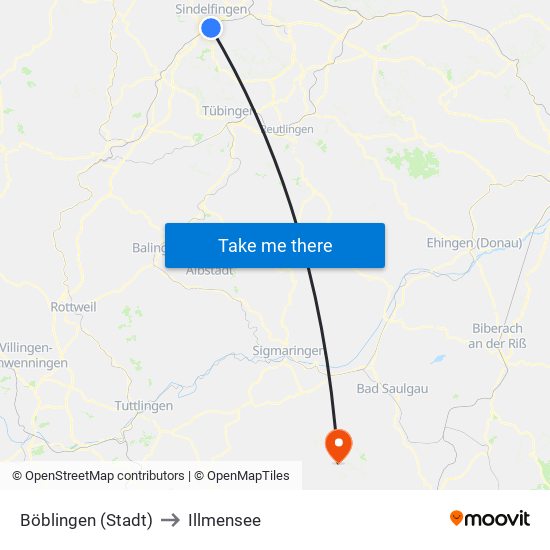 Böblingen (Stadt) to Illmensee map