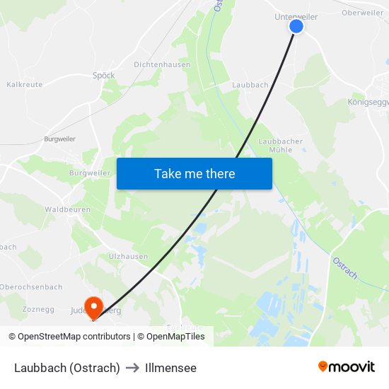 Laubbach (Ostrach) to Illmensee map