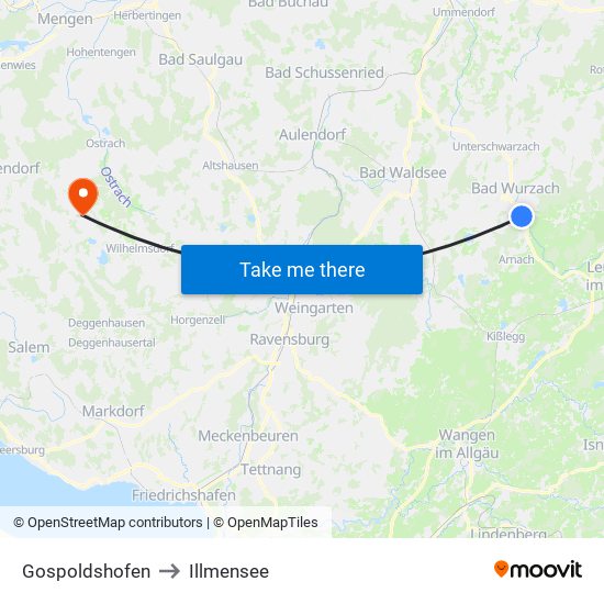 Gospoldshofen to Illmensee map